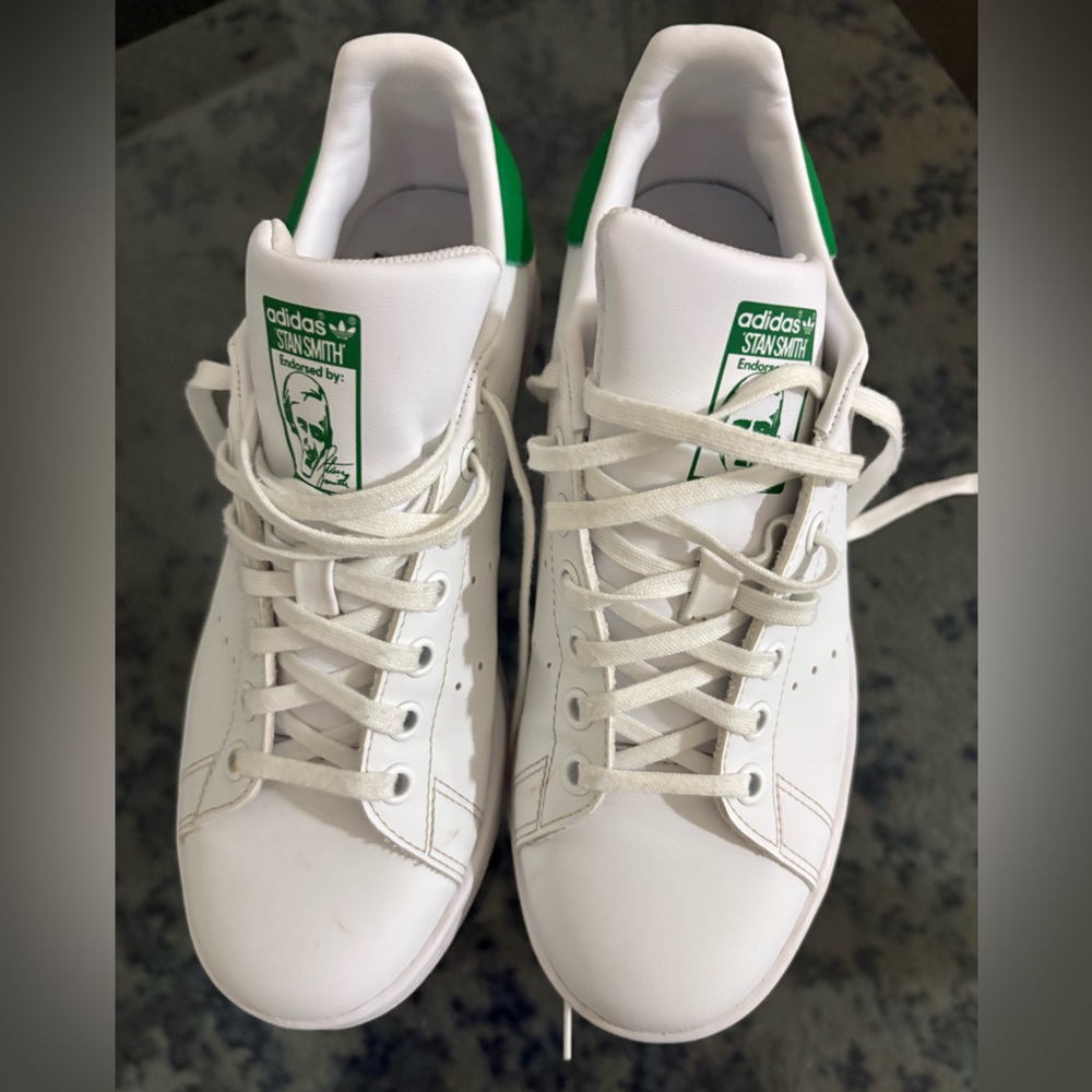 Adidas Stan Smith White & Green Sneakers (Size 6)